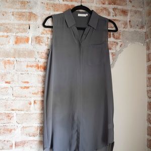 Lush Brand Grey Mesh Button Up Tank Top